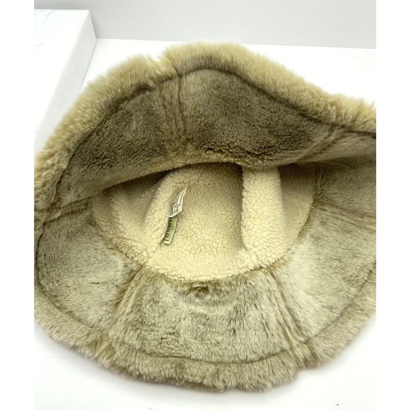 Fownes Faux Suede Fur Accent Bucket Hat Tan Boho Classic Warm 70's - Picture 10 of 14